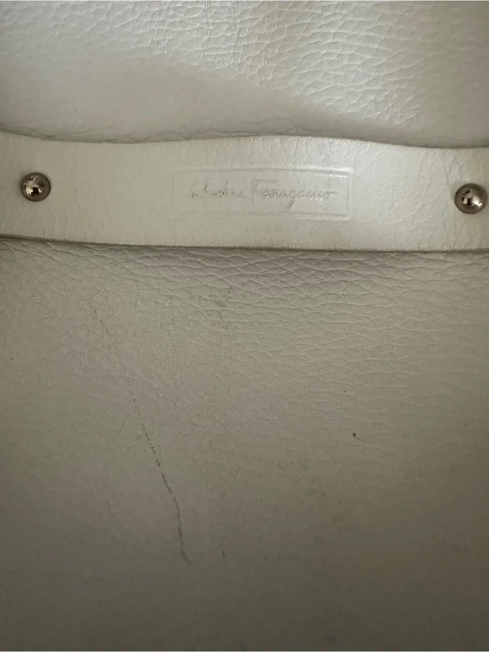 Salvatore Ferragamo Cream Pebbled Leather Top-Handle Tote - Picture 2 of 13